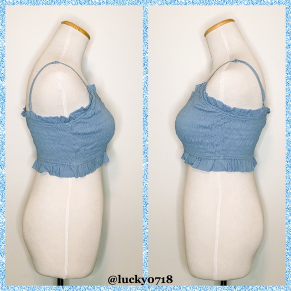 Lovers + Friends EUC Blue Monaco Smocked Top XS - Picture 5 of 8